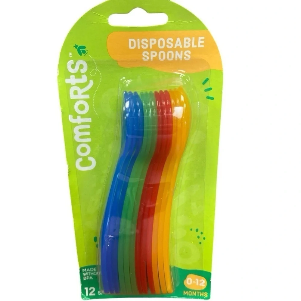 Comforts Deposable Colored Spoons  12 Pack for Babies & Toddlers 0-12 Months NEW